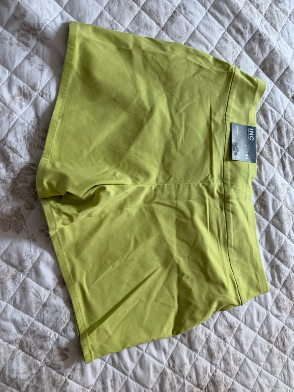 INC International Concepts Neon Lime Pull-On Shorts - Picture 2 of 7